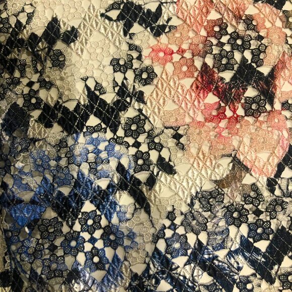 MIRANDA Painterly Semi Sheer Lace Long Sleeve Open Front Cardigan Sz 24 - Picture 3 of 6